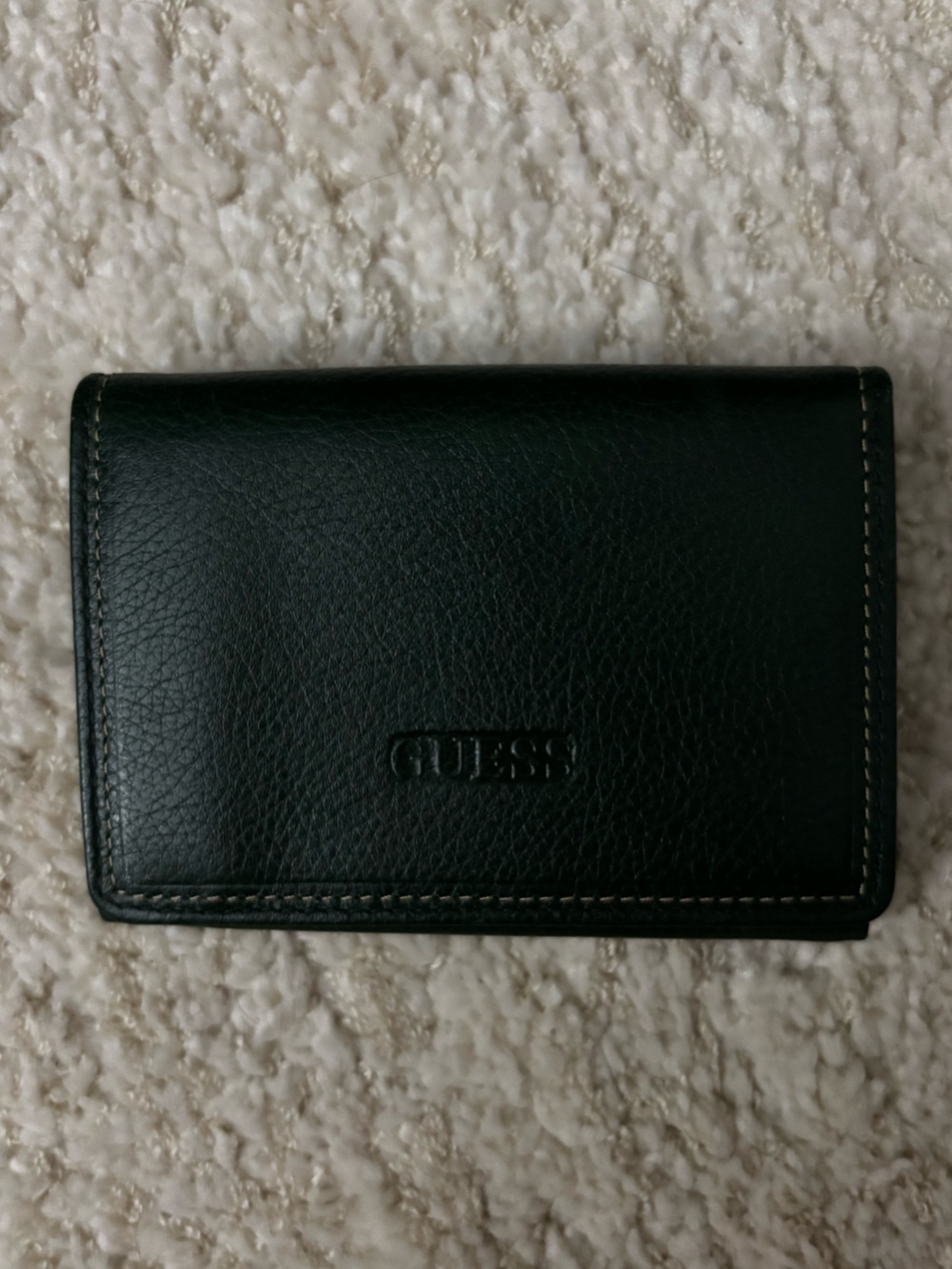 GUESS Black Leather Compact Bifold Wallet